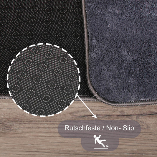 Relax Anthrazit Teppich fuer Wohnzimmer, Zimmer und Flur – Rutschfeste Unterseite, Maschinenwaschbar, Laeufer