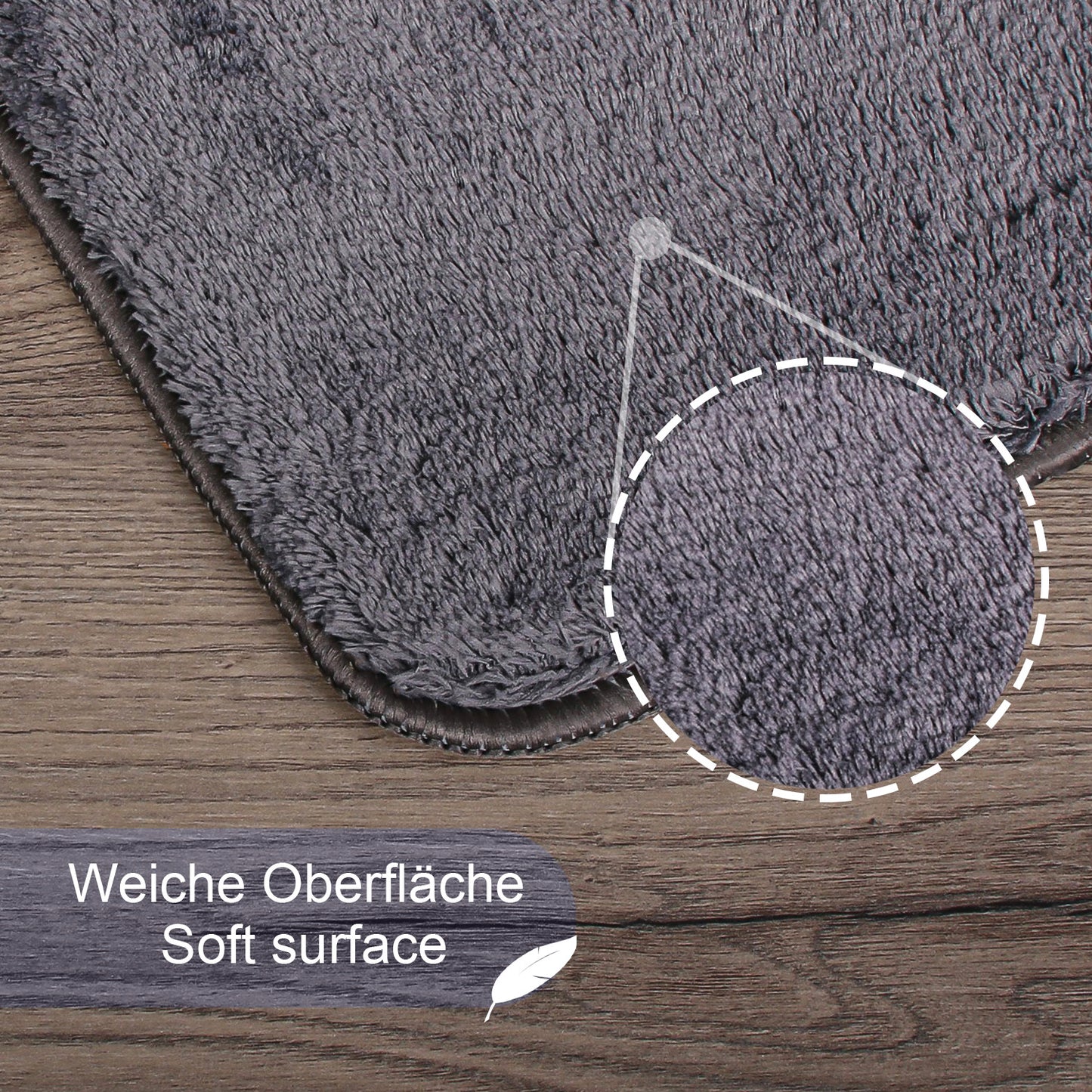Relax Anthrazit Teppich fuer Wohnzimmer, Zimmer und Flur – Rutschfeste Unterseite, Maschinenwaschbar, Laeufer