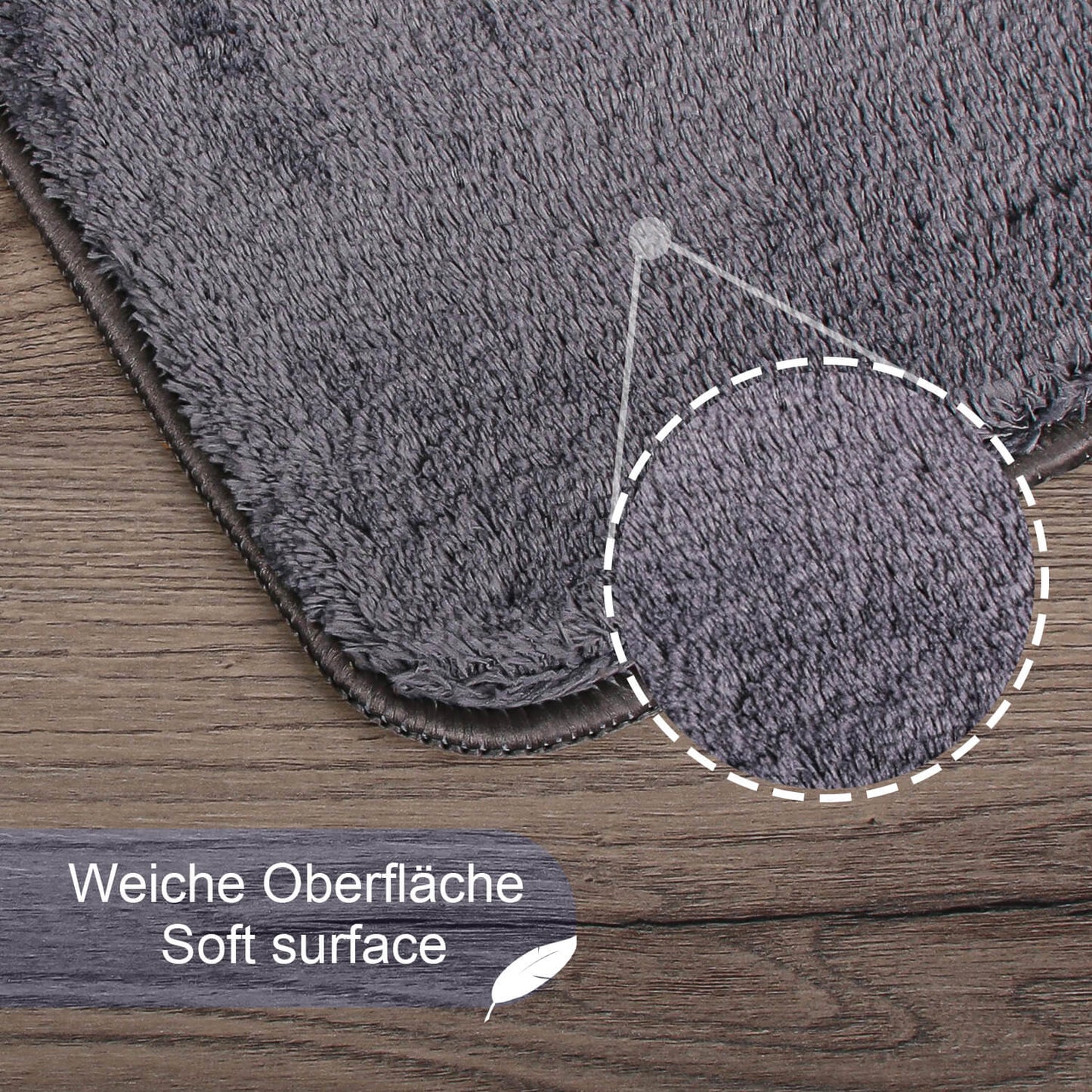 Relax Anthrazit Teppich fuer Wohnzimmer, Zimmer und Flur – Rutschfeste Unterseite, Maschinenwaschbar, Laeufer