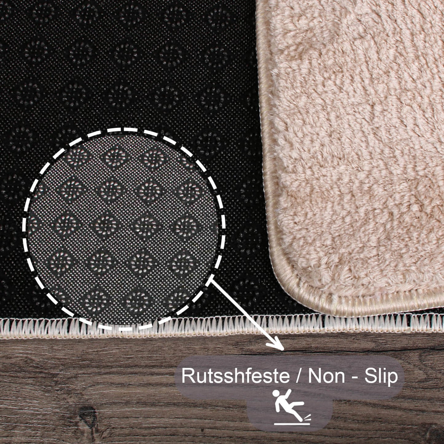 Relax Beige 2er Set Badematte Rutschfeste Badematte mit Plüschoberfläche