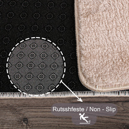 Relax Beige 2er Set Badematte Rutschfeste Badematte mit Plüschoberfläche