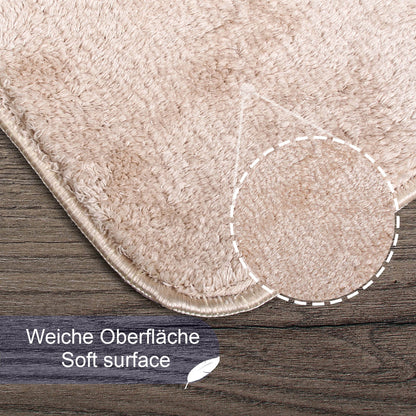 Relax Beige 2er Set Badematte Rutschfeste Badematte mit Plüschoberfläche