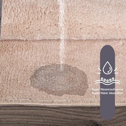 Relax Beige 2er Set Badematte Rutschfeste Badematte mit Plüschoberfläche