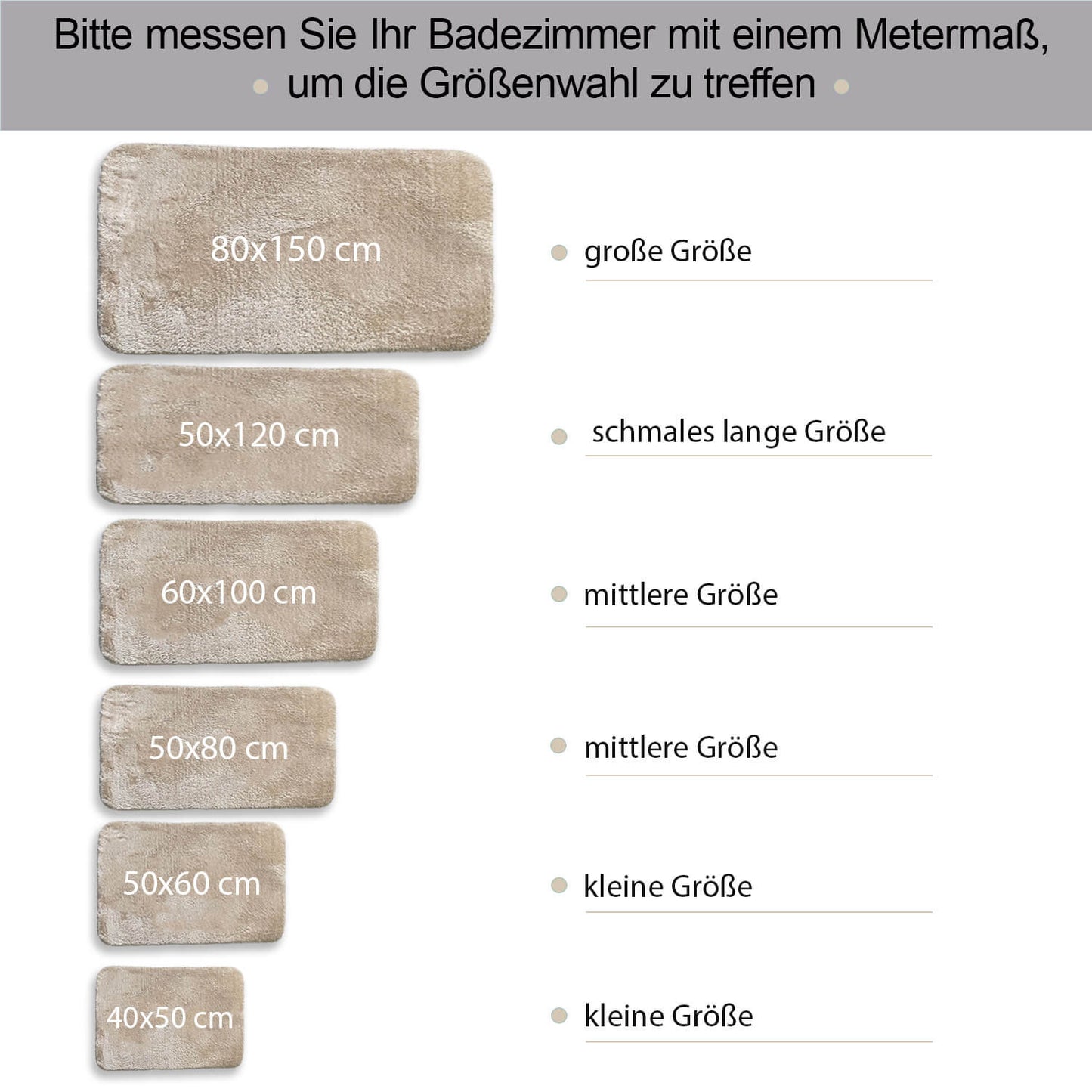 Relax Beige 2er Set Badematte Rutschfeste Badematte mit Plüschoberfläche