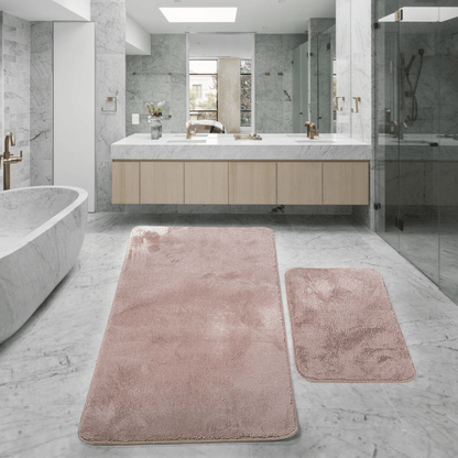 Relax Braun 2er Set Badematte Rutschfeste Badematte mit Plüschoberfläche