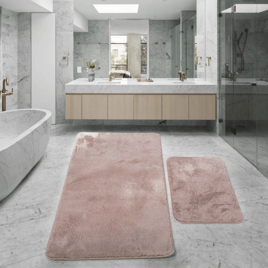 Relax Braun 2er Set Badematte Rutschfeste Badematte mit Plüschoberfläche