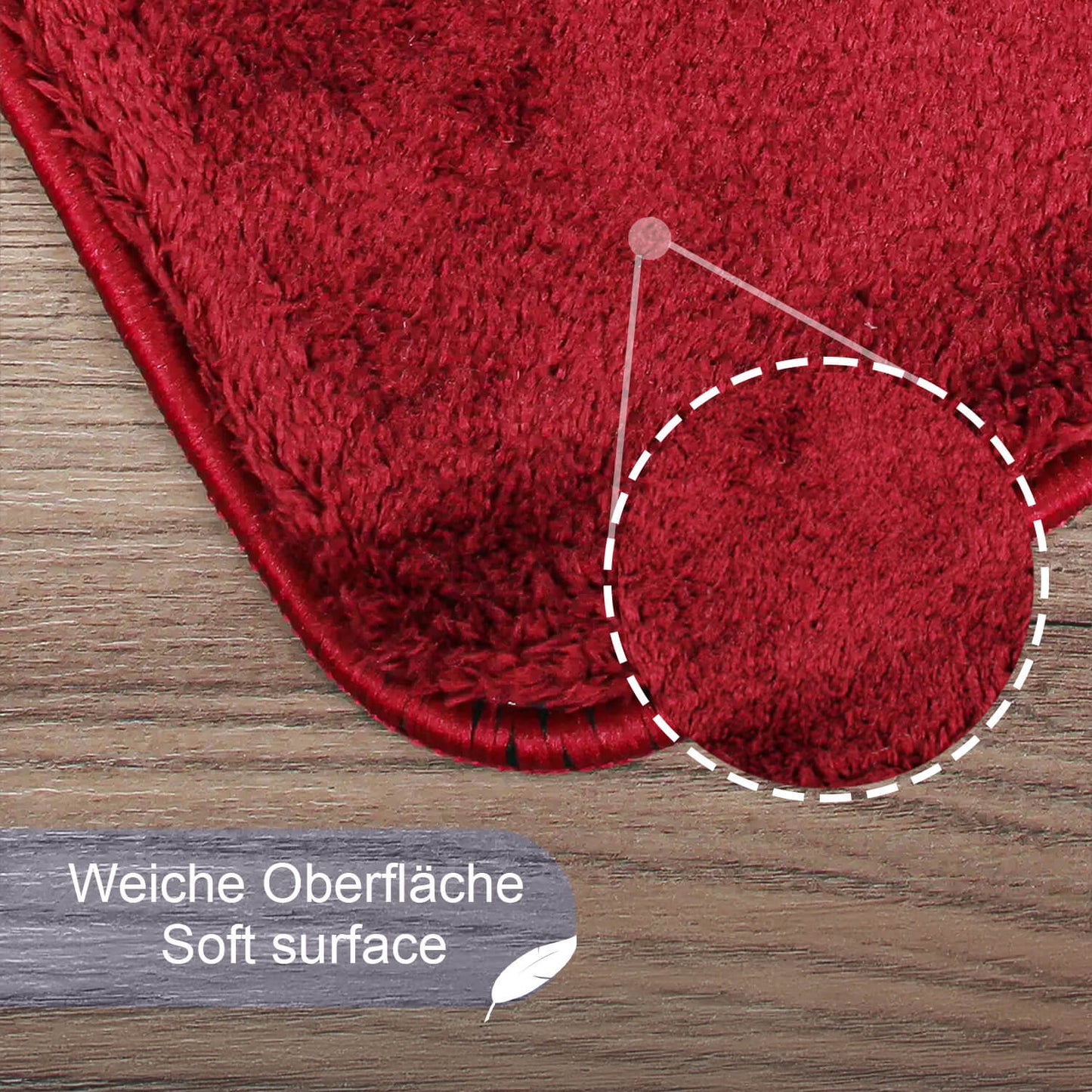 Relax Burgund 2er Set Badematte Rutschfeste Badematte mit Plüschoberfläche