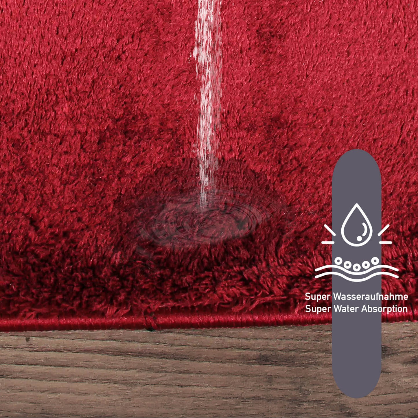 Relax Burgund 2er Set Badematte Rutschfeste Badematte mit Plüschoberfläche