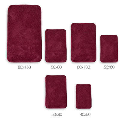 Relax Burgund 2er Set Badematte Rutschfeste Badematte mit Plüschoberfläche