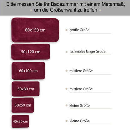 Relax Burgund 2er Set Badematte Rutschfeste Badematte mit Plüschoberfläche