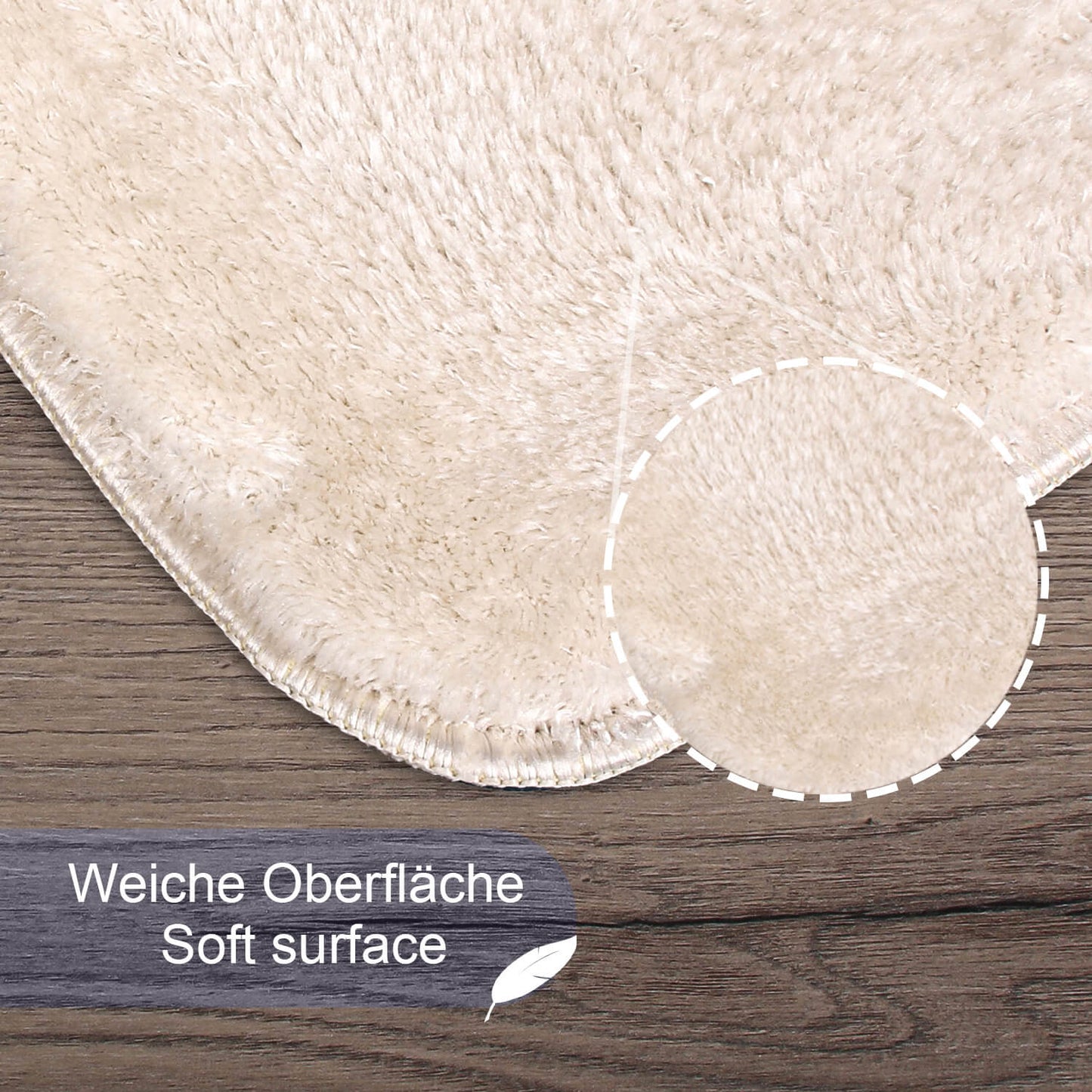 Relax Creme 2er Set Badematte Rutschfeste Badematte mit Plüschoberfläche