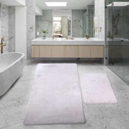 Relax Grau 2er Set Badematte Rutschfeste Badematte mit Plüschoberfläche