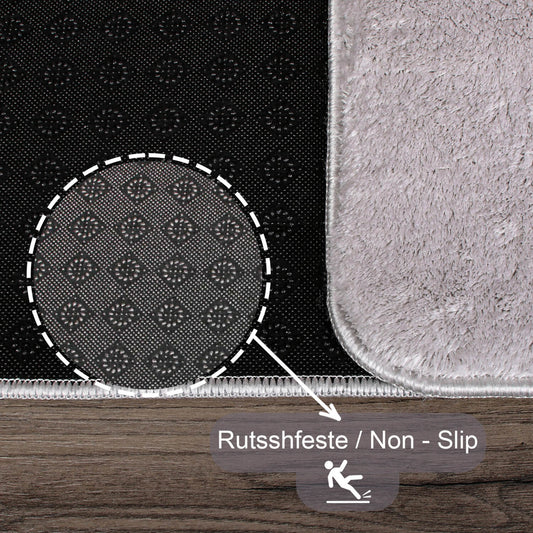 Relax Grau 2er Set Badematte Rutschfeste Badematte mit Plüschoberfläche