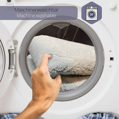 Relax Grau 2er Set Badematte Rutschfeste Badematte mit Plüschoberfläche