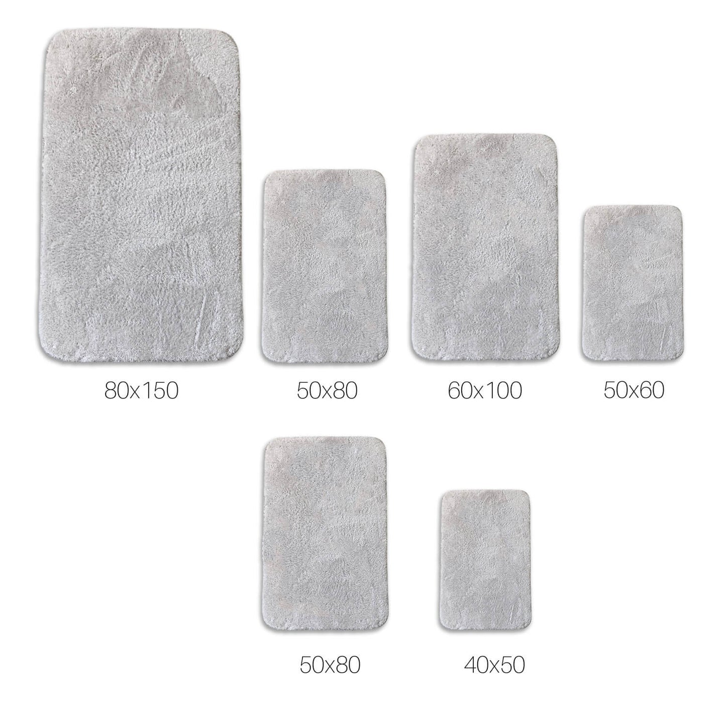 Relax Grau 2er Set Badematte Rutschfeste Badematte mit Plüschoberfläche