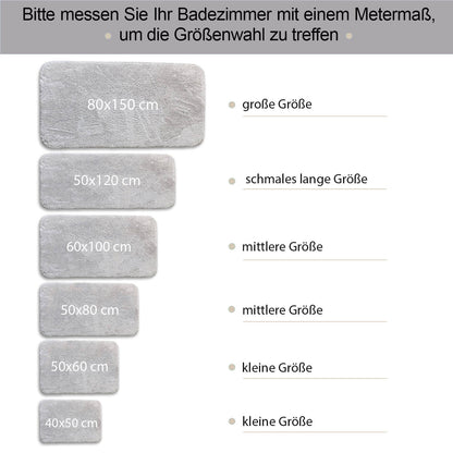 Relax Grau 2er Set Badematte Rutschfeste Badematte mit Plüschoberfläche