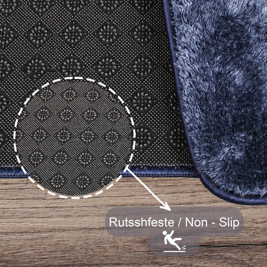 Relax Dunkelblau 2er Set Badematte Rutschfeste Badematte mit Plüschoberfläche