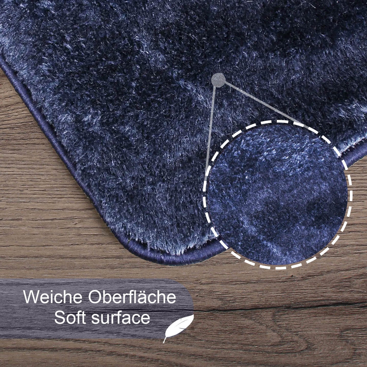 Relax Dunkelblau 2er Set Badematte Rutschfeste Badematte mit Plüschoberfläche
