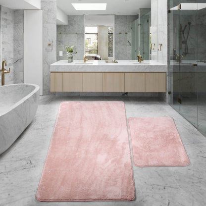 Relax Rosa 2er Set Badematte Rutschfeste Badematte mit Plüschoberfläche