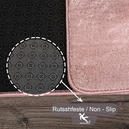 Relax Rosa 2er Set Badematte Rutschfeste Badematte mit Plüschoberfläche