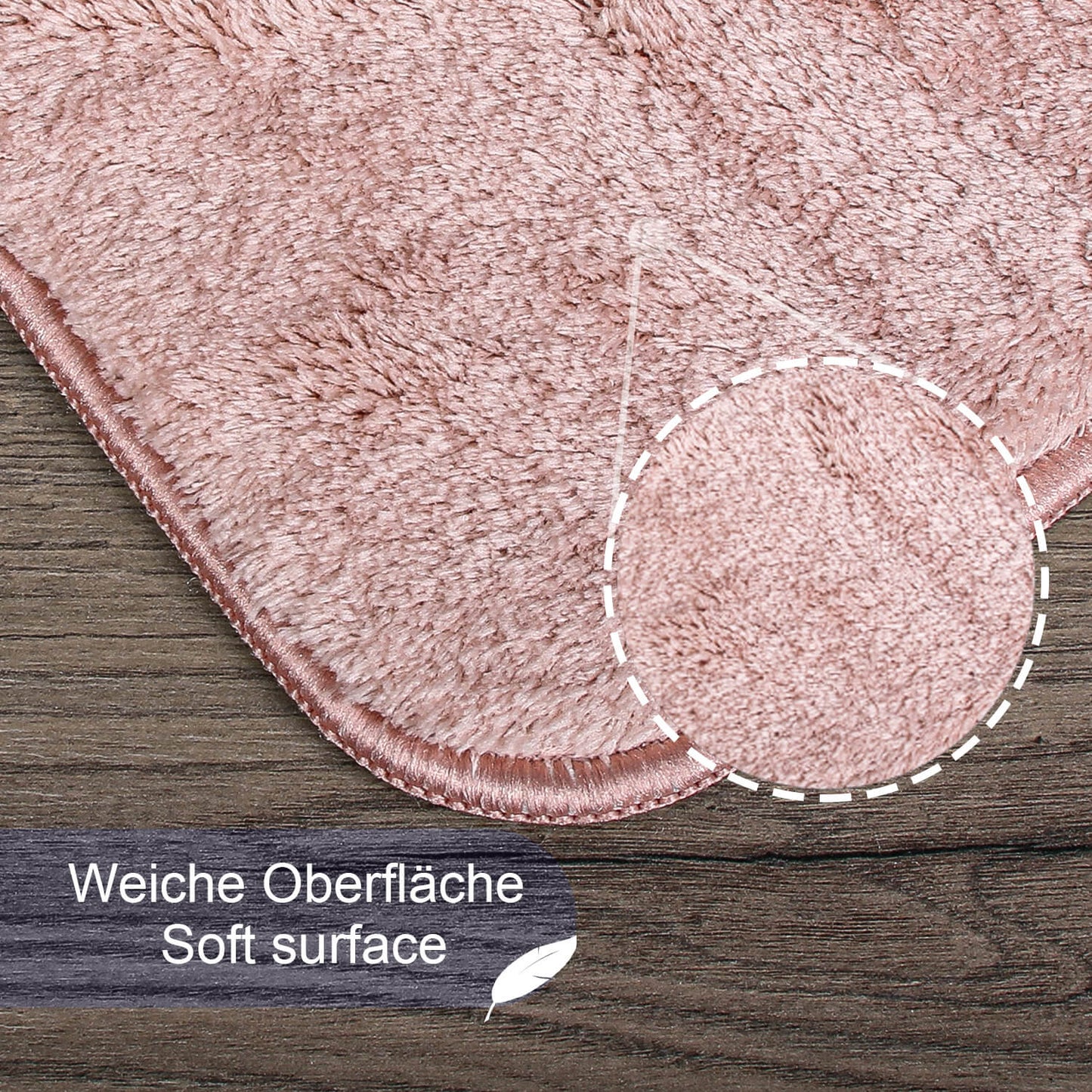 Relax Rosa 2er Set Badematte Rutschfeste Badematte mit Plüschoberfläche