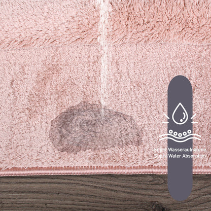 Relax Rosa 2er Set Badematte Rutschfeste Badematte mit Plüschoberfläche