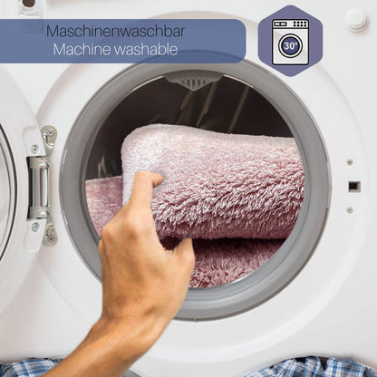 Relax Rosa 2er Set Badematte Rutschfeste Badematte mit Plüschoberfläche