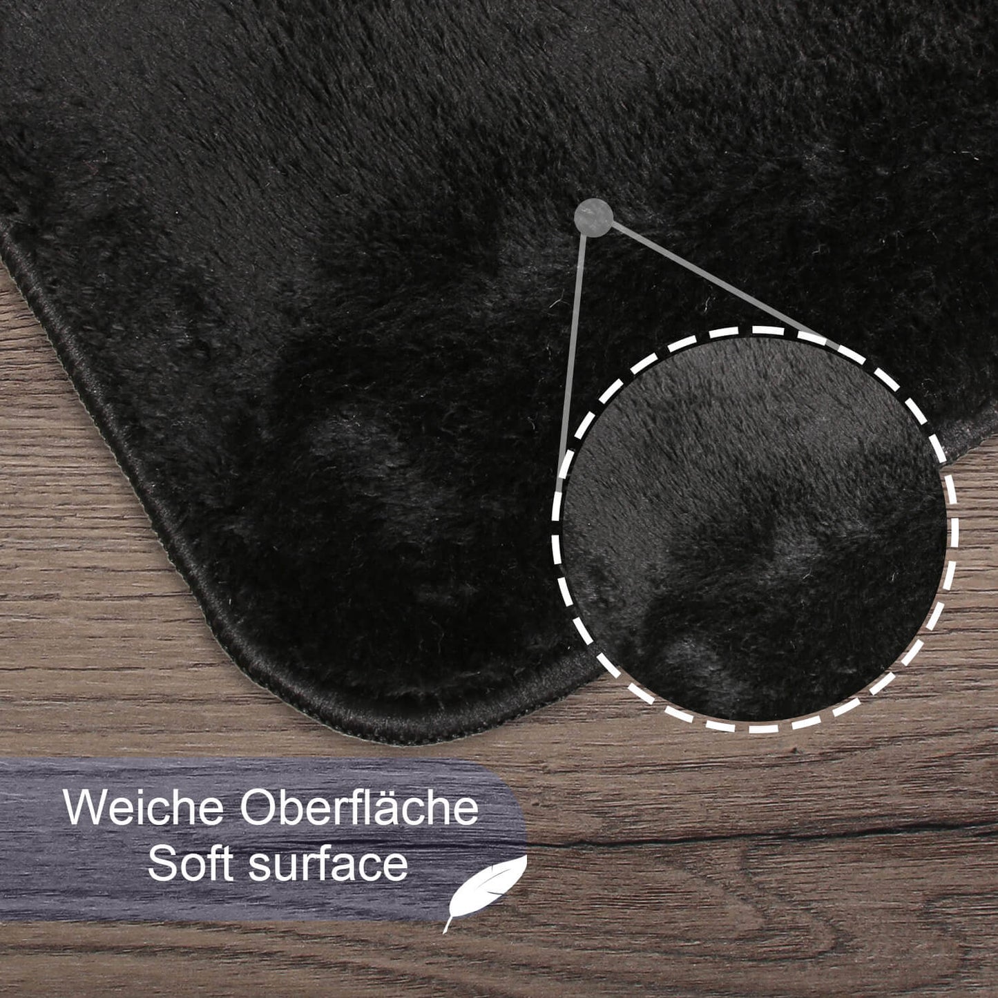 Relax Schwarz 2er Set Badematte Rutschfeste Badematte mit Plüschoberfläche
