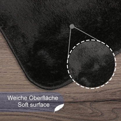 Relax Schwarz 2er Set Badematte Rutschfeste Badematte mit Plüschoberfläche
