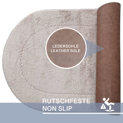 Rixos Beige 2er Set Badematte Rutschfeste Badvorleger mit Ledersohle