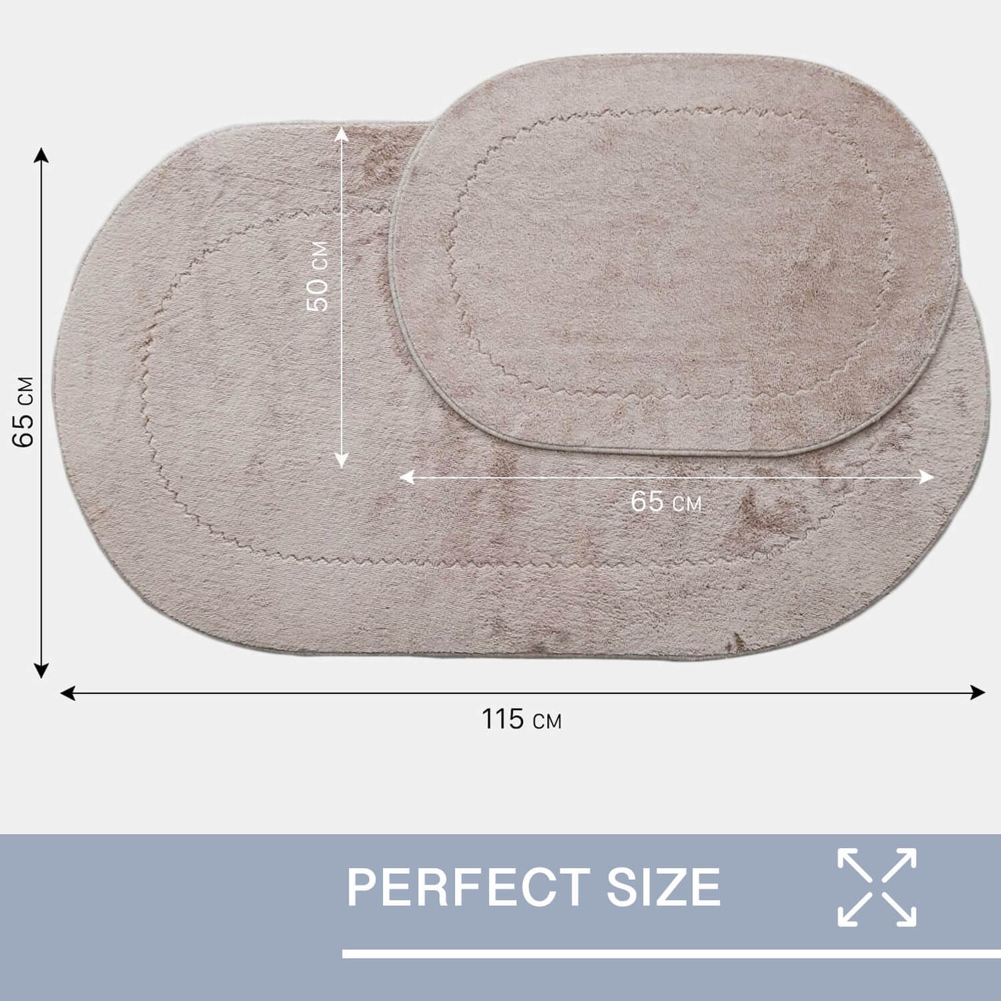 Rixos Beige 2er Set Badematte Rutschfeste Badvorleger mit Ledersohle