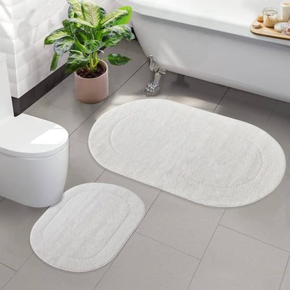 Rixos Creme 2er Set Badematte Rutschfeste Badvorleger mit Ledersohle