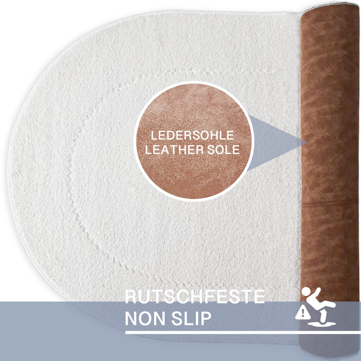 Rixos Creme 2er Set Badematte Rutschfeste Badvorleger mit Ledersohle