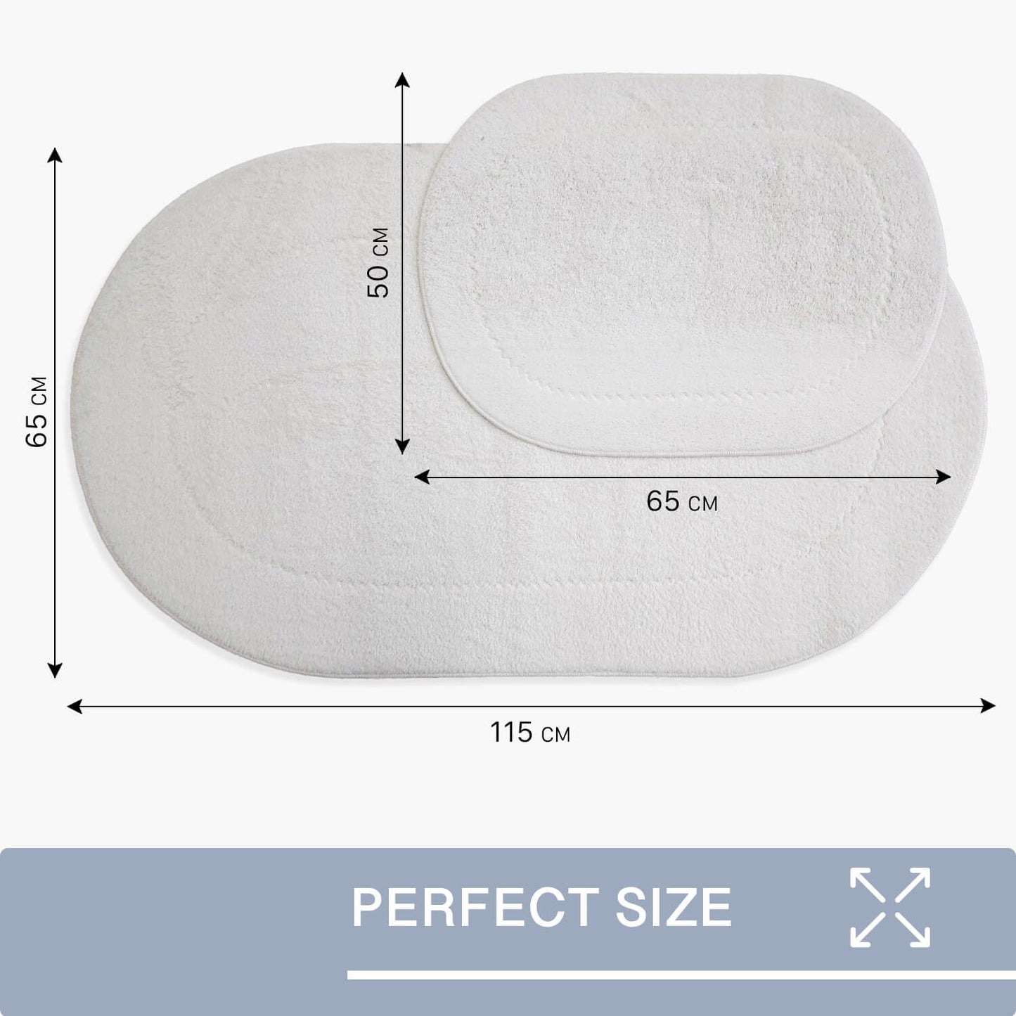 Rixos Creme 2er Set Badematte Rutschfeste Badvorleger mit Ledersohle