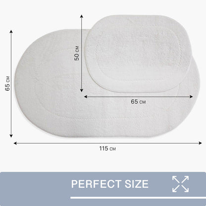 Rixos Creme 2er Set Badematte Rutschfeste Badvorleger mit Ledersohle