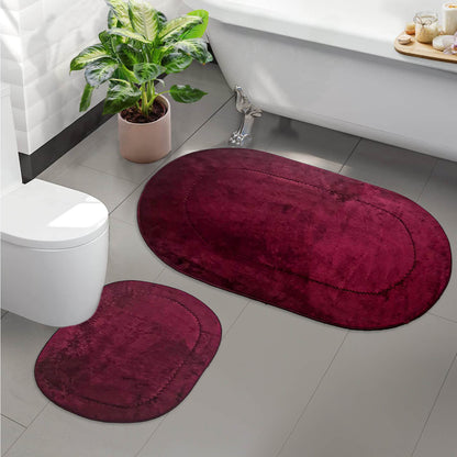 Rixos Pflaume 2er Set Badematte Rutschfeste Badvorleger mit Ledersohle