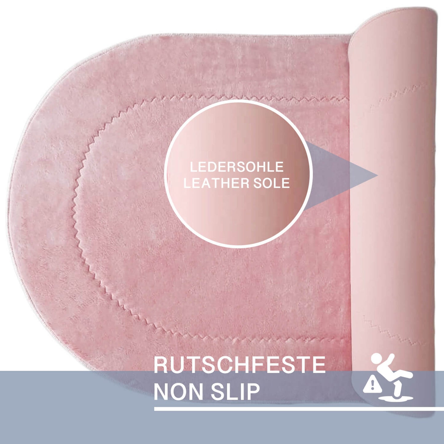 Rixos Rosa 2er Set Badematte Rutschfeste Badvorleger mit Ledersohle