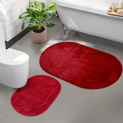 Rixos Rot 2er Set Badematte Rutschfeste Badvorleger mit Ledersohle