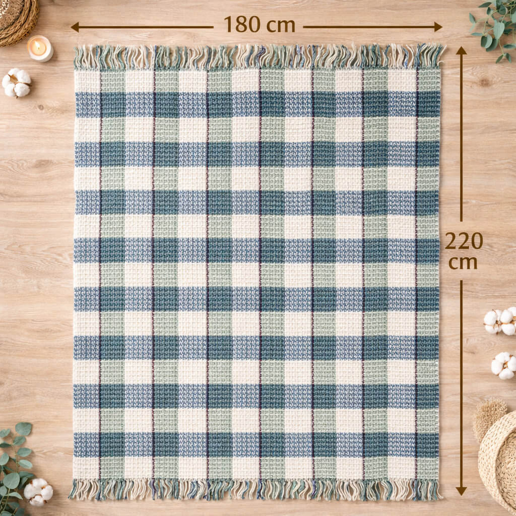 Bonny Home Schottische Decke Blau, Doppelgrösse, 180 x 220 cm, aus Baumwolle
