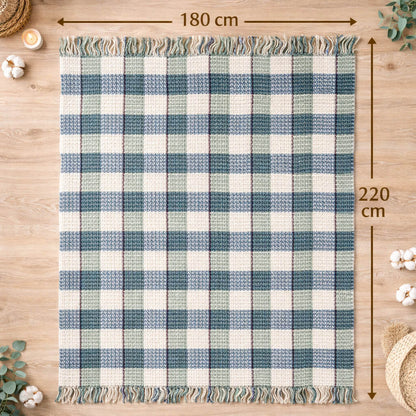 Bonny Home Schottische Decke Blau, Doppelgrösse, 180 x 220 cm, aus Baumwolle