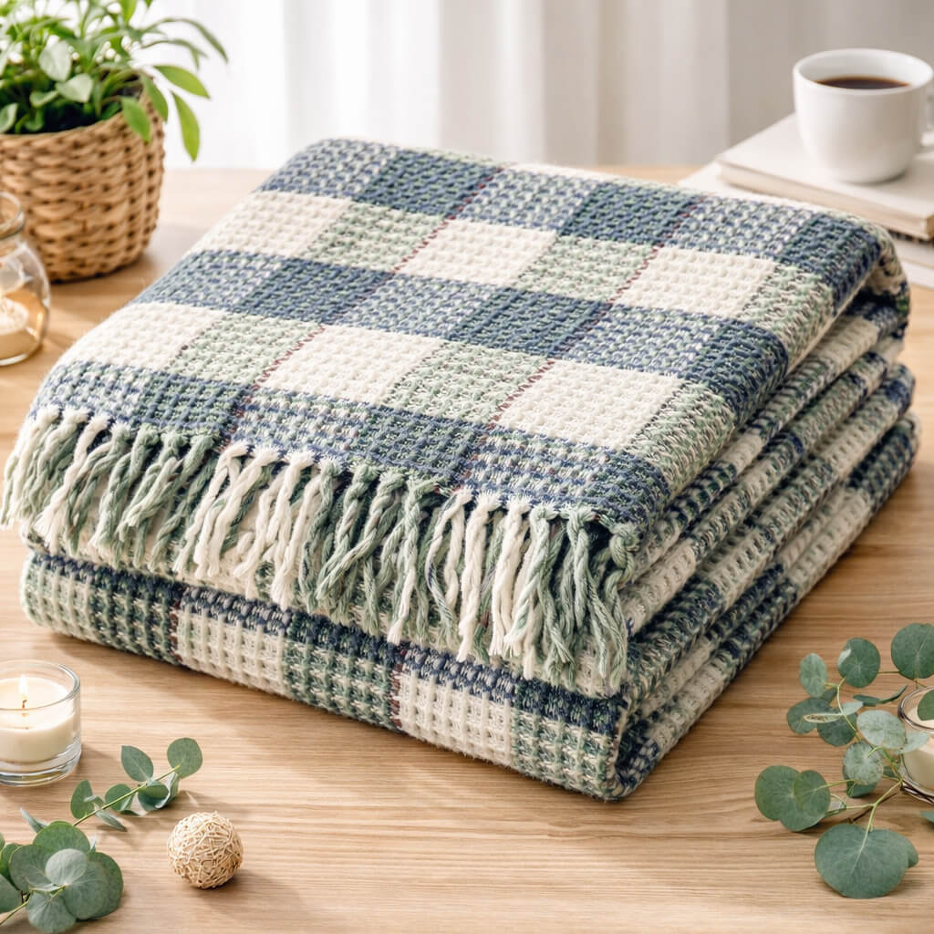 Bonny Home Schottische Decke Blau, Doppelgrösse, 180 x 220 cm, aus Baumwolle