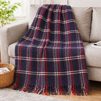 Bonny Home Schottische Decke Dunkelblau, Doppelgrösse, 180 x 220 cm, aus Baumwolle