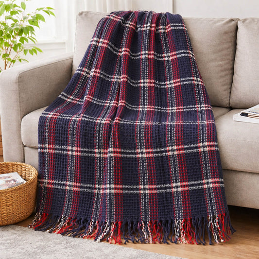 Bonny Home Schottische Decke Dunkelblau, Doppelgrösse, 180 x 220 cm, aus Baumwolle