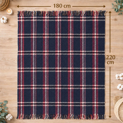 Bonny Home Schottische Decke Dunkelblau, Doppelgrösse, 180 x 220 cm, aus Baumwolle