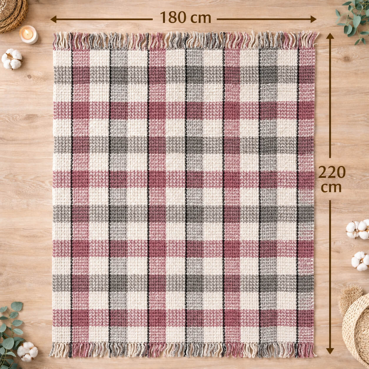 Bonny Home Schottische Decke Rose, Doppelgrösse, 180 x 220 cm, aus Baumwolle