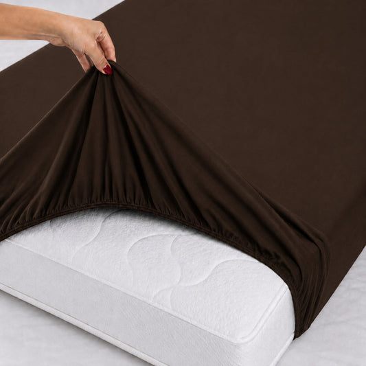 Bonny Home Spannbettlaken Braun – 100 % Baumwolle – Für Einzel- und Doppelbett