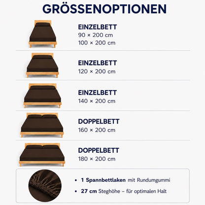 Bonny Home Spannbettlaken Braun – 100 % Baumwolle – Für Einzel- und Doppelbett