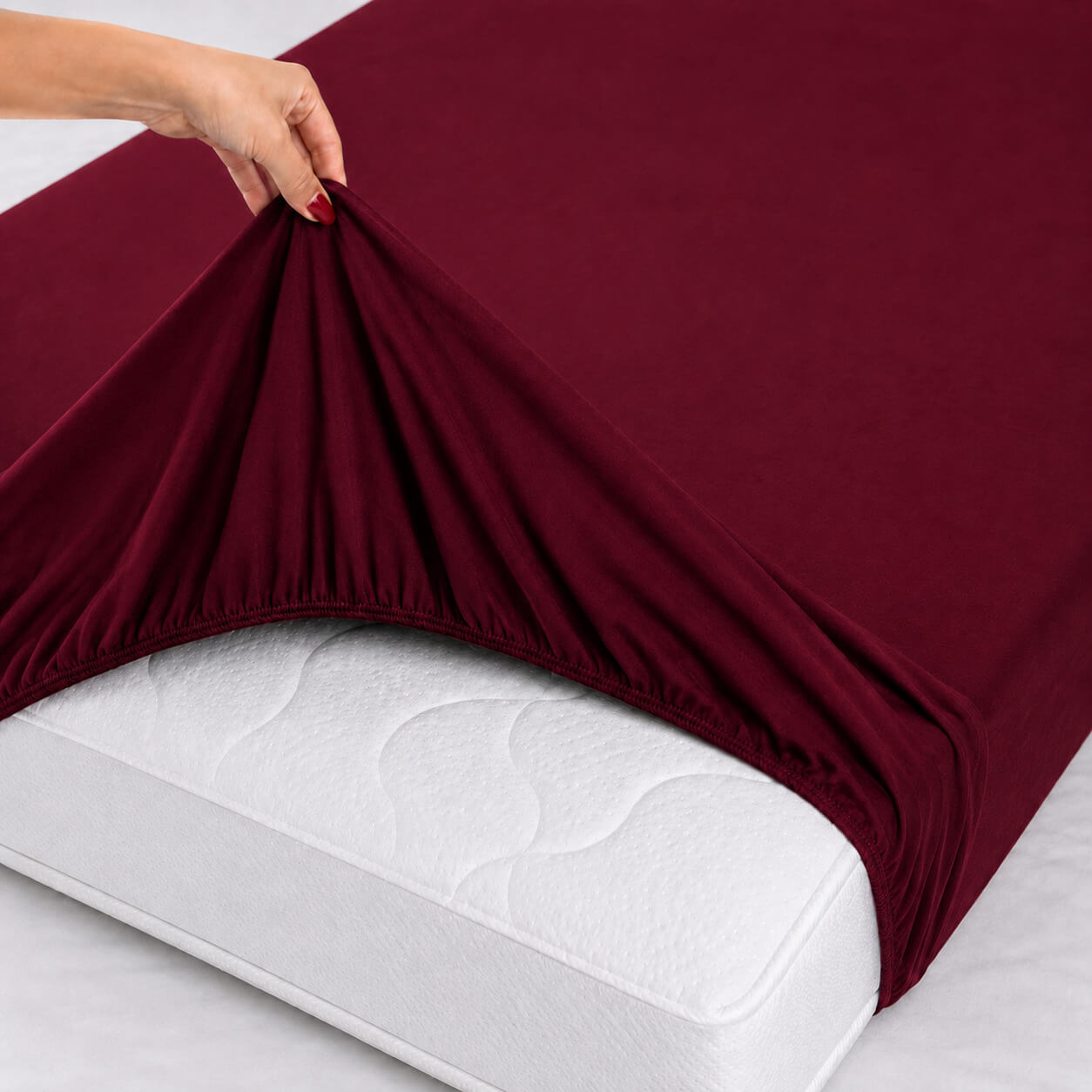 Bonny Home Spannbettlaken Burgundy – 100 % Baumwolle – Für Einzel- und Doppelbett