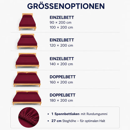 Bonny Home Spannbettlaken Burgundy – 100 % Baumwolle – Für Einzel- und Doppelbett