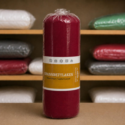Bonny Home Spannbettlaken Burgundy – 100 % Baumwolle – Für Einzel- und Doppelbett